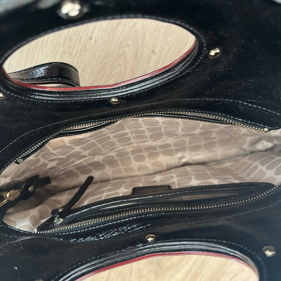 Kate Spade Black Patent Leather top handle bag with optional strap - Picture 3 of 3